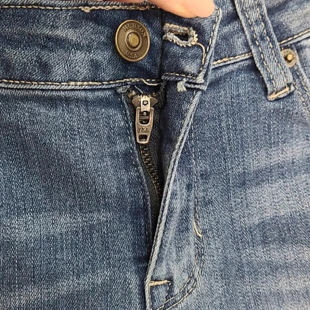 Hudson Distressed Raw Hem Denim Jeans - Picture 14 of 16